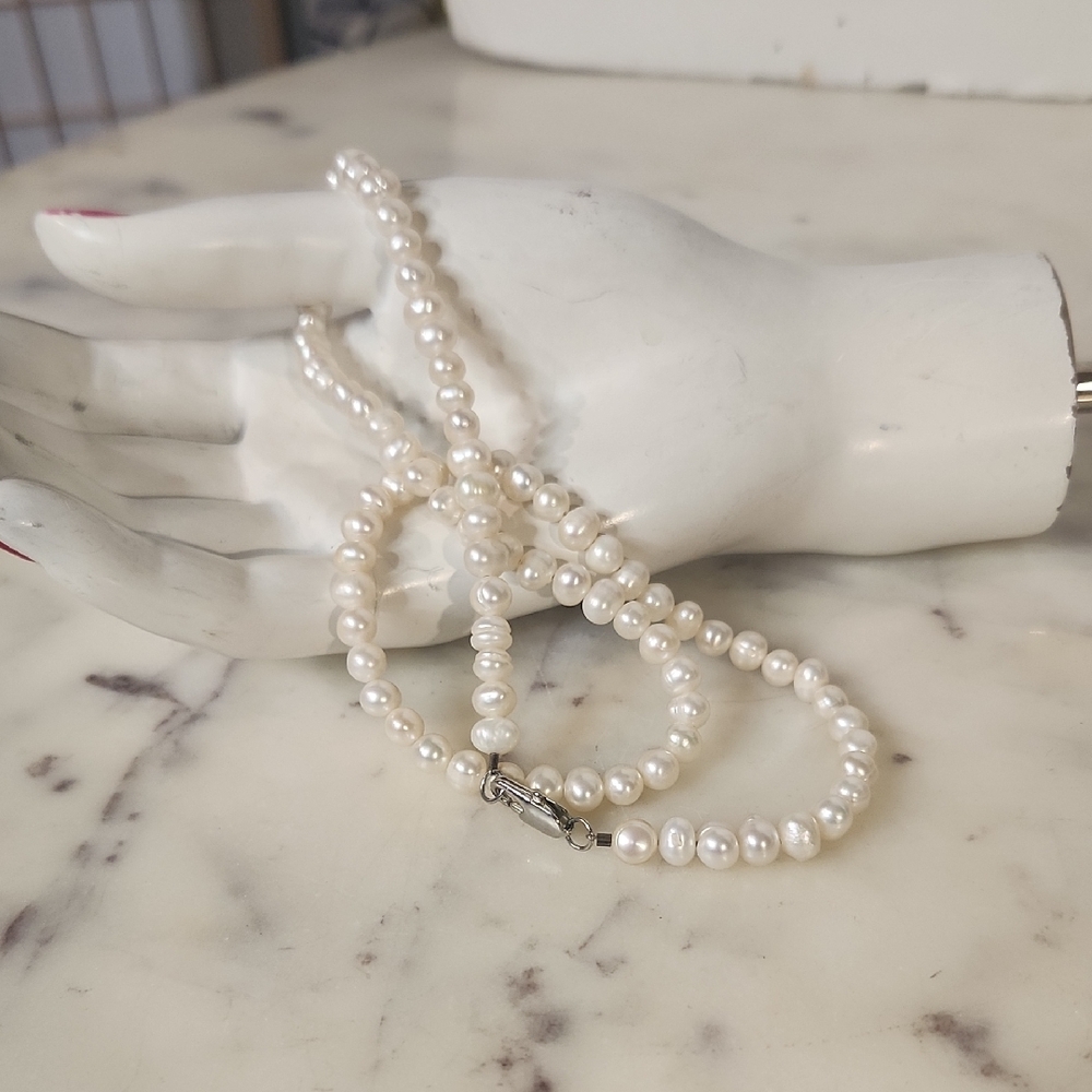 Hand Crafted Cream Pearl Strand Necklace | Lobster Claw Clouser